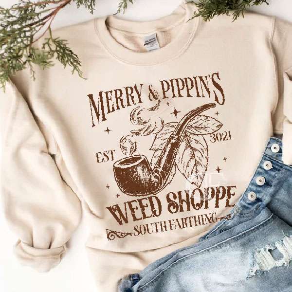 LOTR- Merry and Pippin Weed Shoppe Sweatshirt LOTR- Merry and Pippin Weed Shoppe Sweatshirt