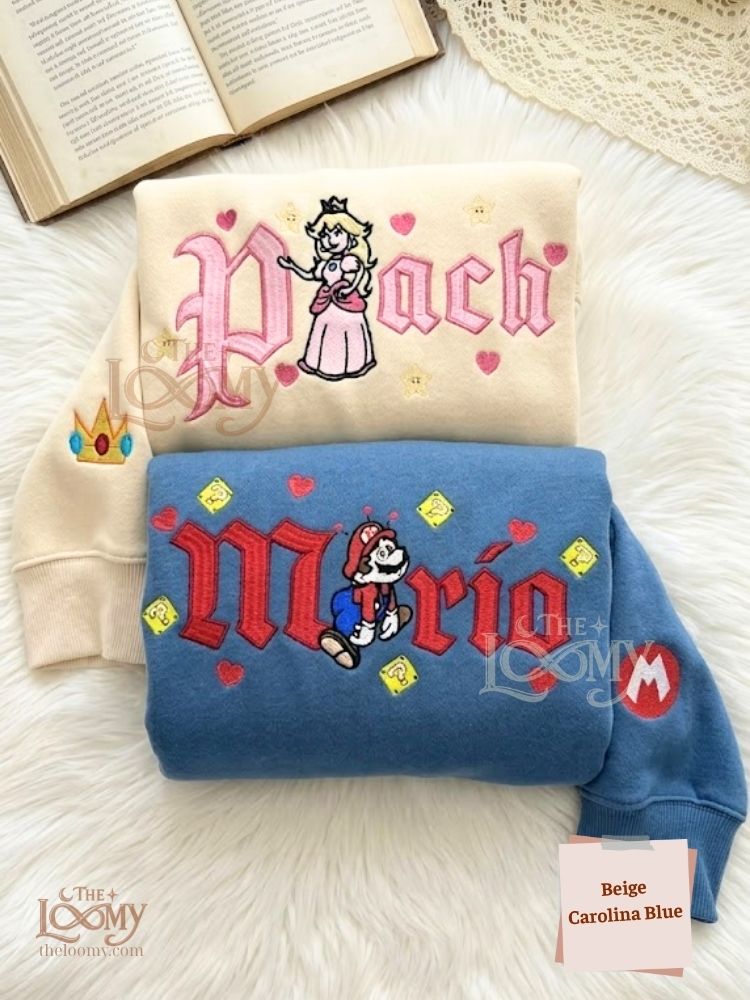 Peach & Mario Embroidered Sweatshirt