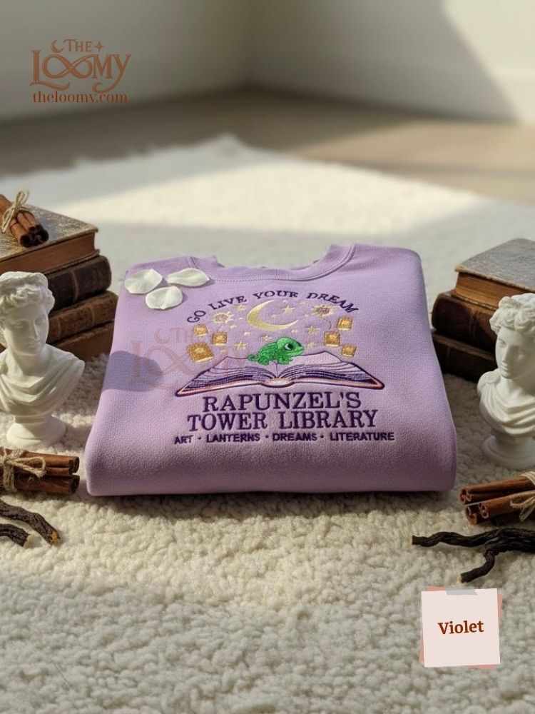 Rapunzel’s Tower Library Embroidered Sweatshirt Rapunzel’s Tower Library Embroidered Sweatshirt